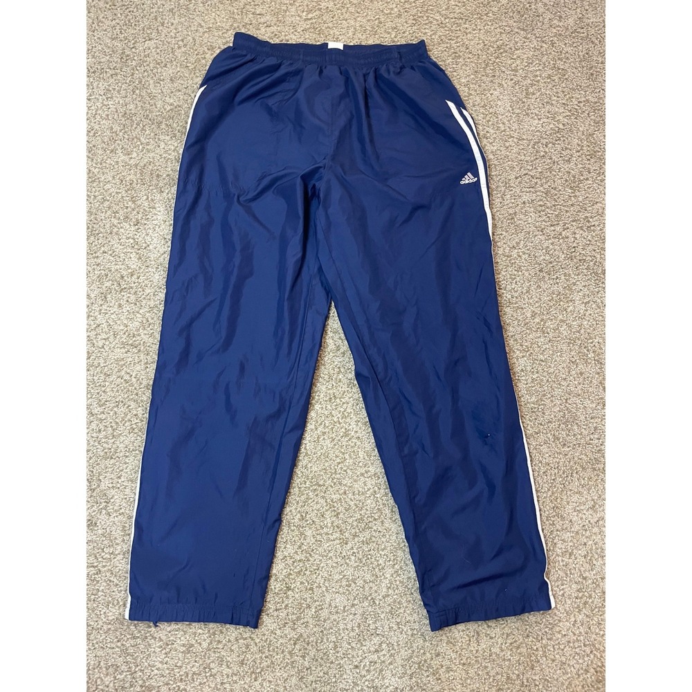 Adidas Vintage Navy Blue Windbreaker Track Pants XL 3 Stripes 952860 Mens